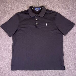 Polo Ralph Lauren Shirt Men  L Classic Fit Black Short Sleeve Cotton Polo Preppy